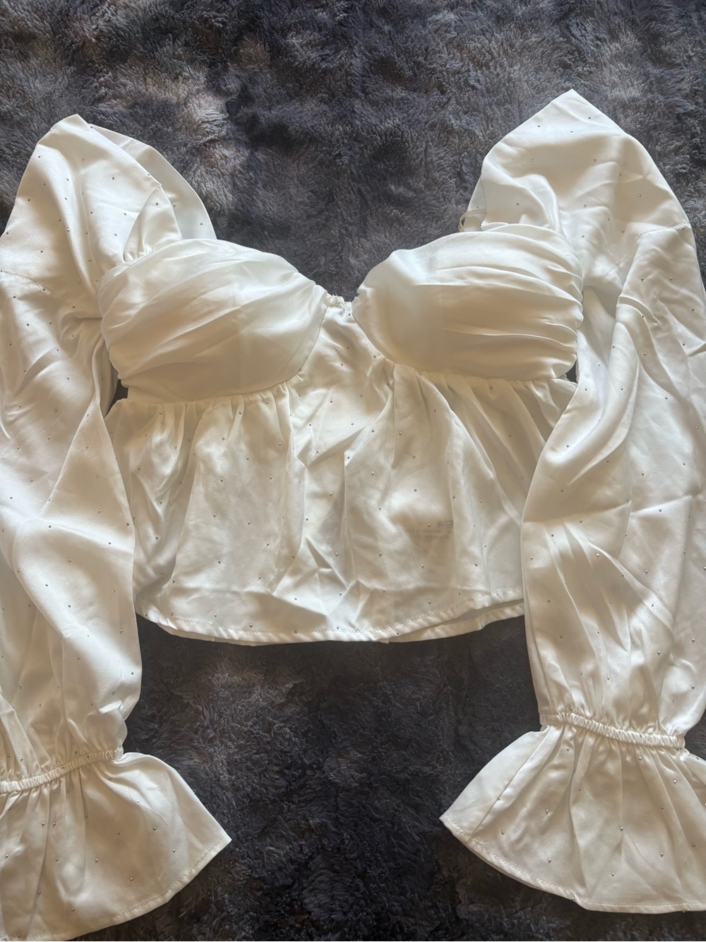 Forever 21 White Puff-Sleeve Sweetheart Crop Top